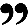 Black quotation mark icon.