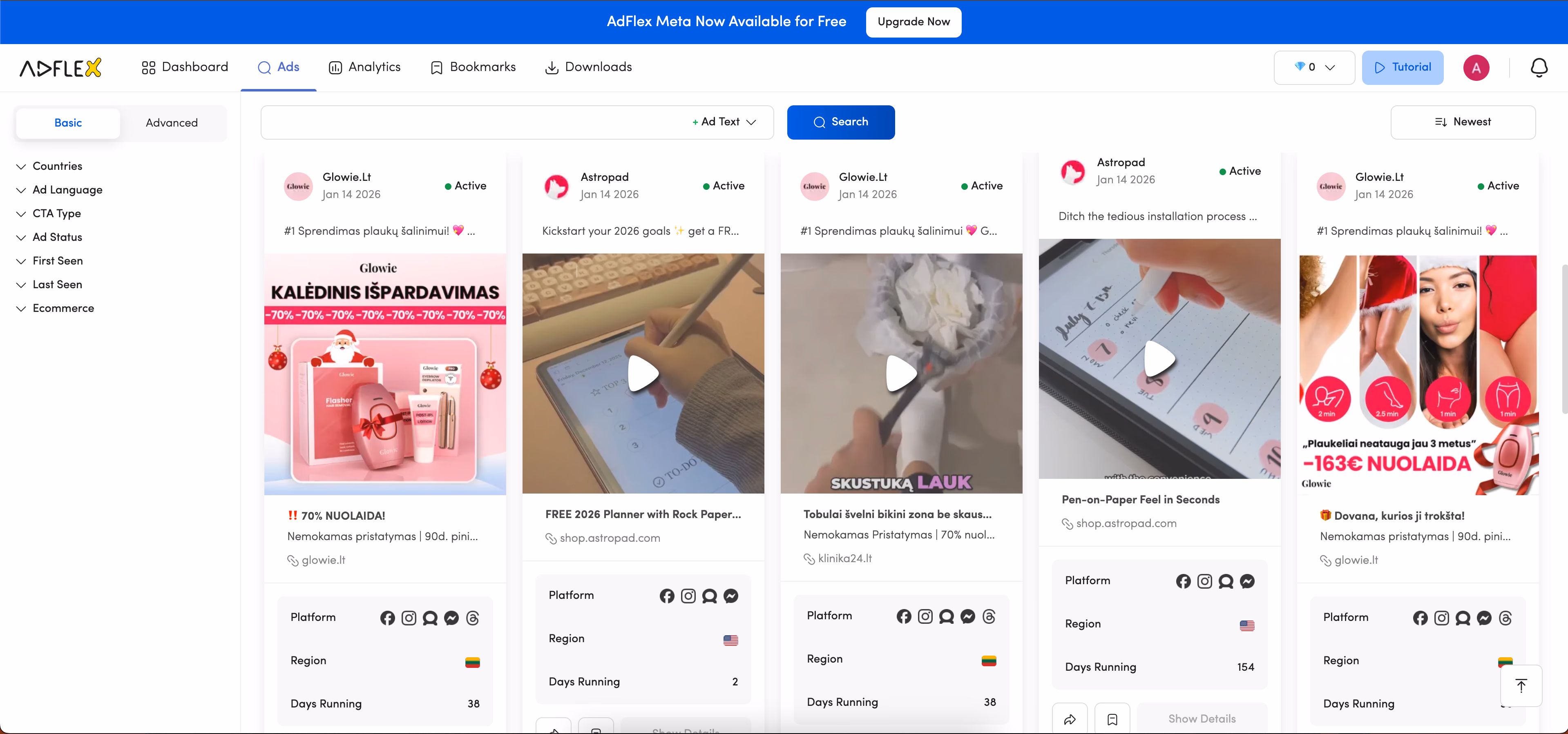 website displaying ads and analytics