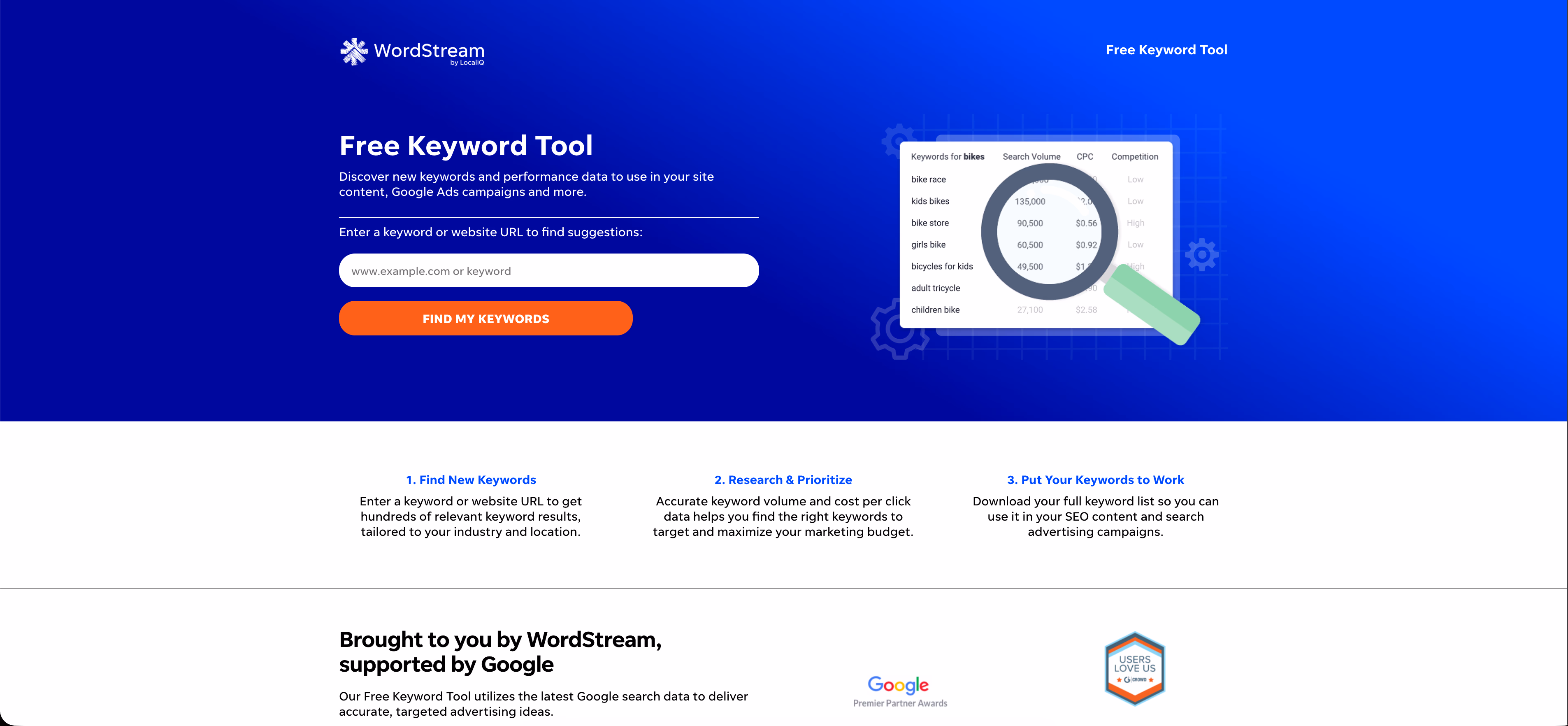 WordStream free keyword tool