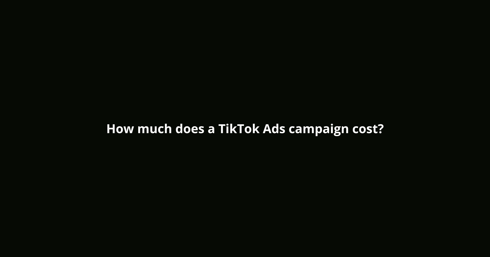 How much does a TikTok Ads campaign cost