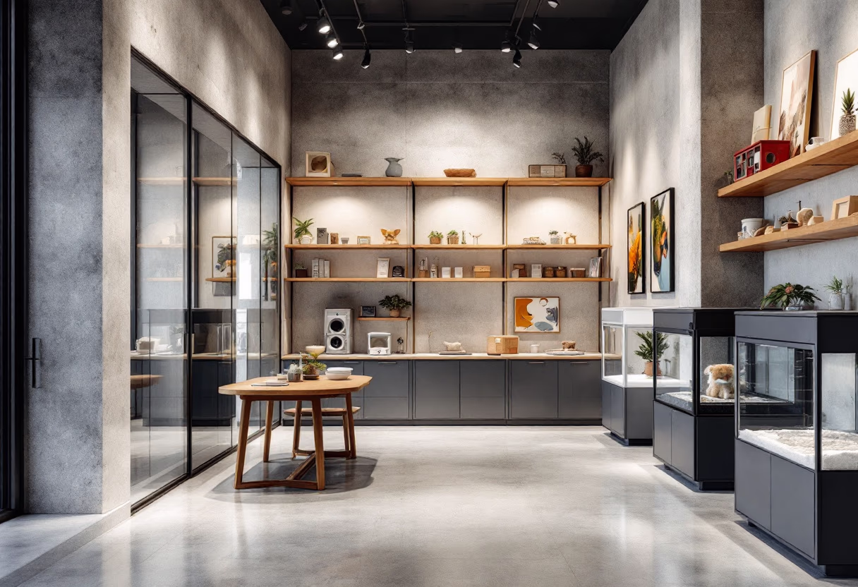 [background image] of a busy pet store environment