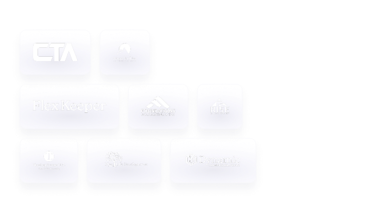 A grid of accounting and business customer logos including CTA, Above the Line, FlexKeeper, Foundations Accounting & Tax, Rise Consulting, Tornberg Larson LLC, New Life Development, and Dynamic Ambulance Services.