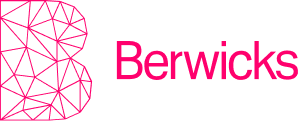 Stylized letter B made of pink geometric lines next to the word Berwicks in pink text.