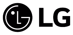 Black and white LG Electronics logo with stylized letters forming a smiling face.