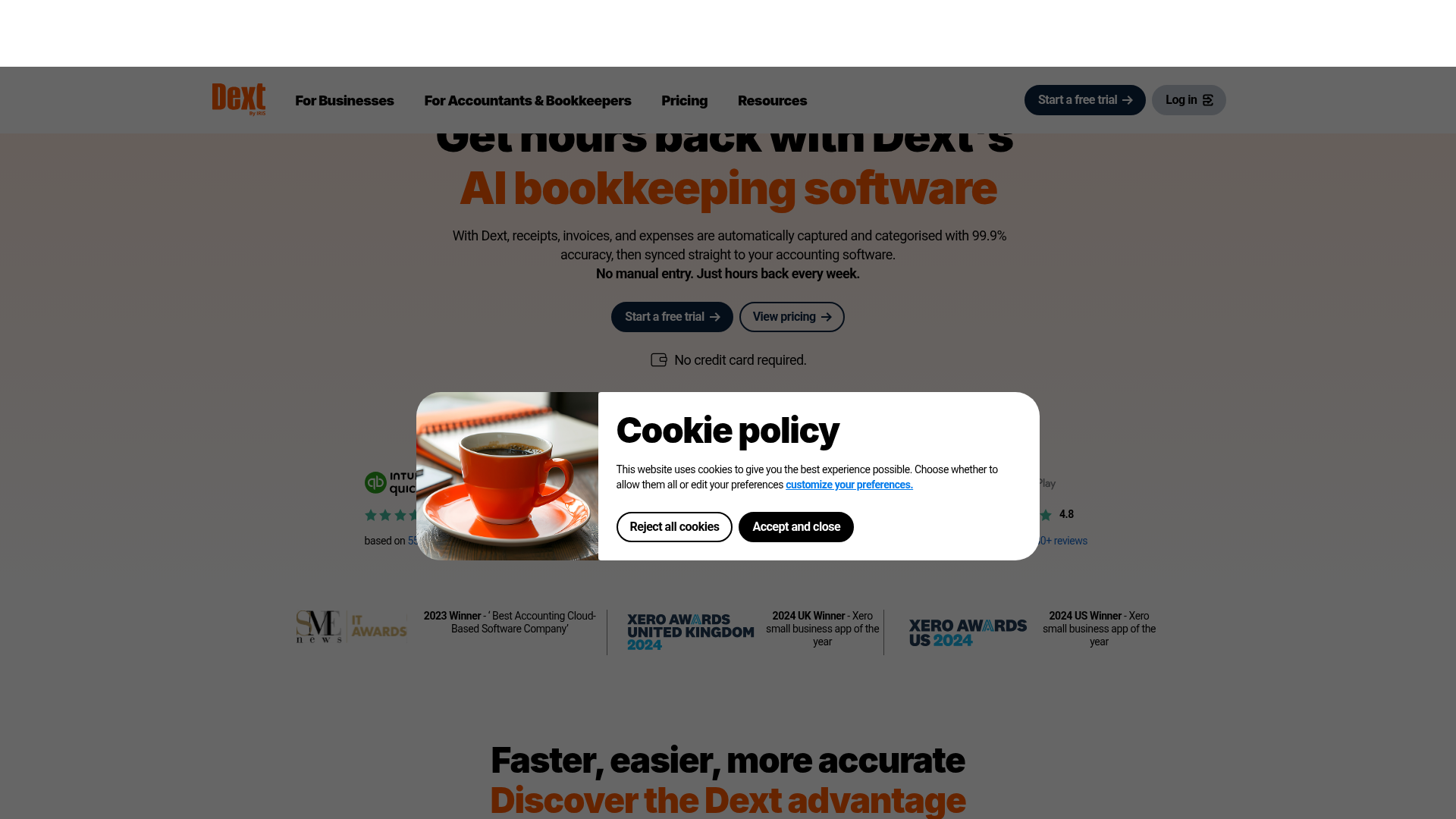 Screenshot of https://dext.com