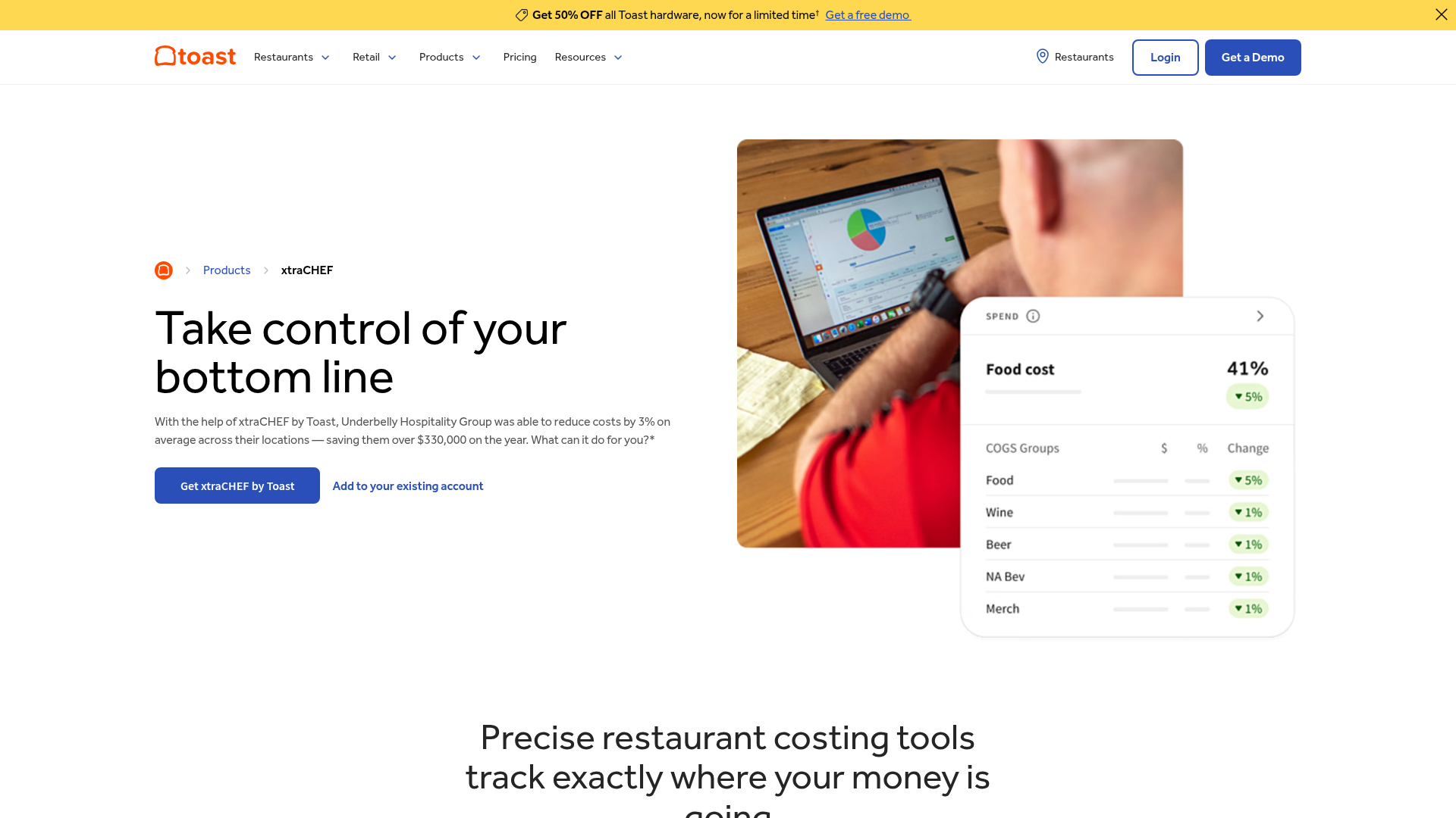 Screenshot of https://pos.toasttab.com/products/xtrachef