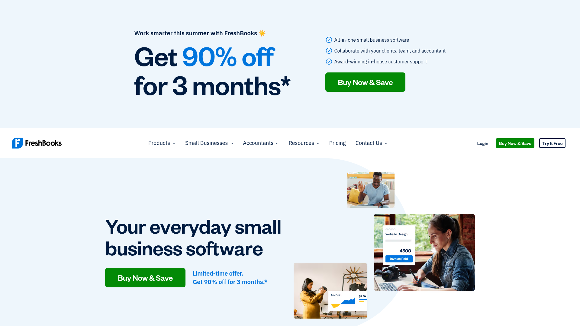 Screenshot of https://www.freshbooks.com