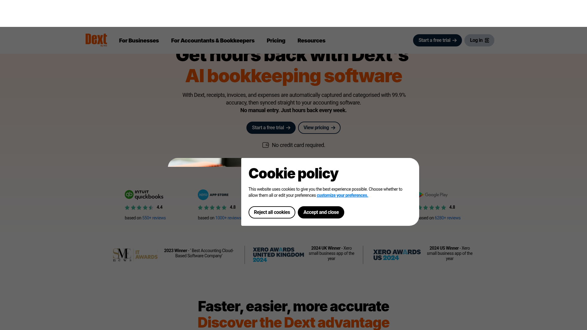 Screenshot of https://dext.com