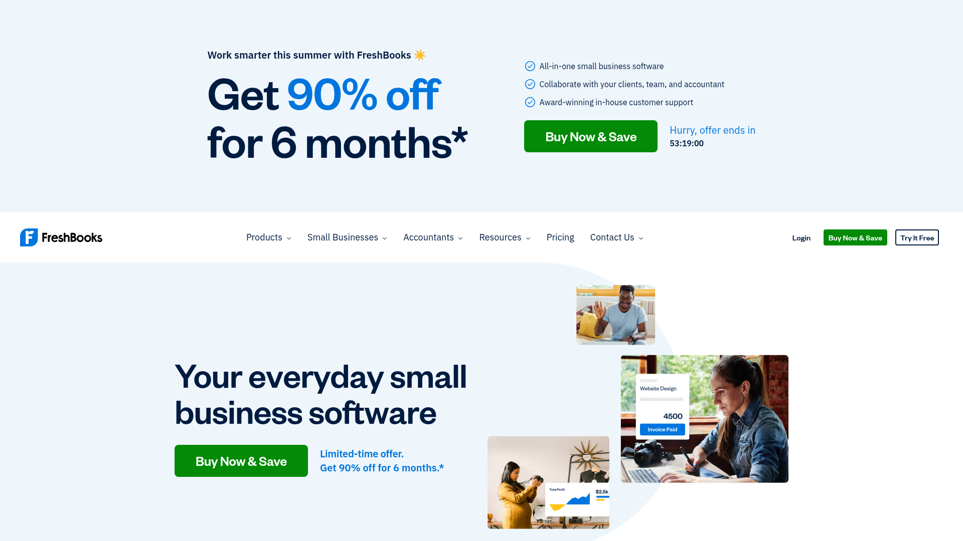 Screenshot of https://www.freshbooks.com/