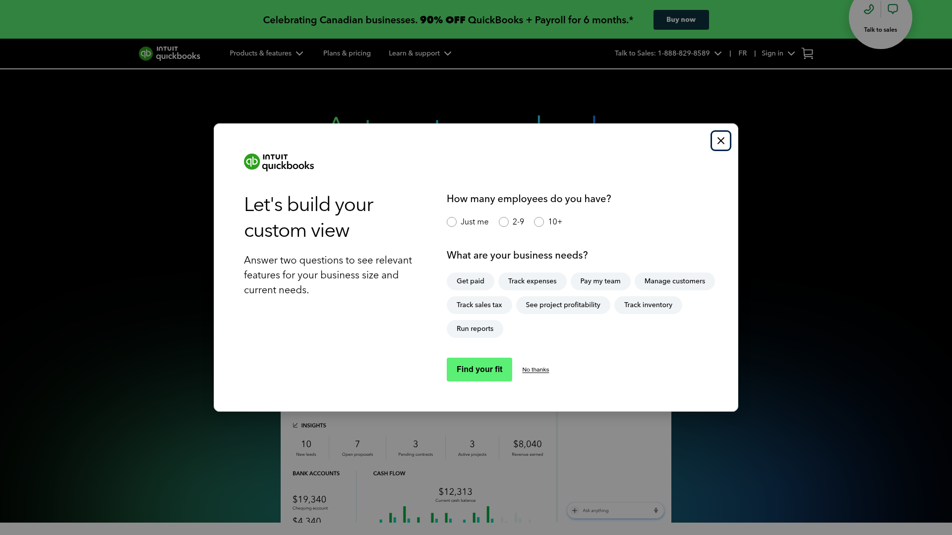 Screenshot of https://quickbooks.intuit.com/ca/