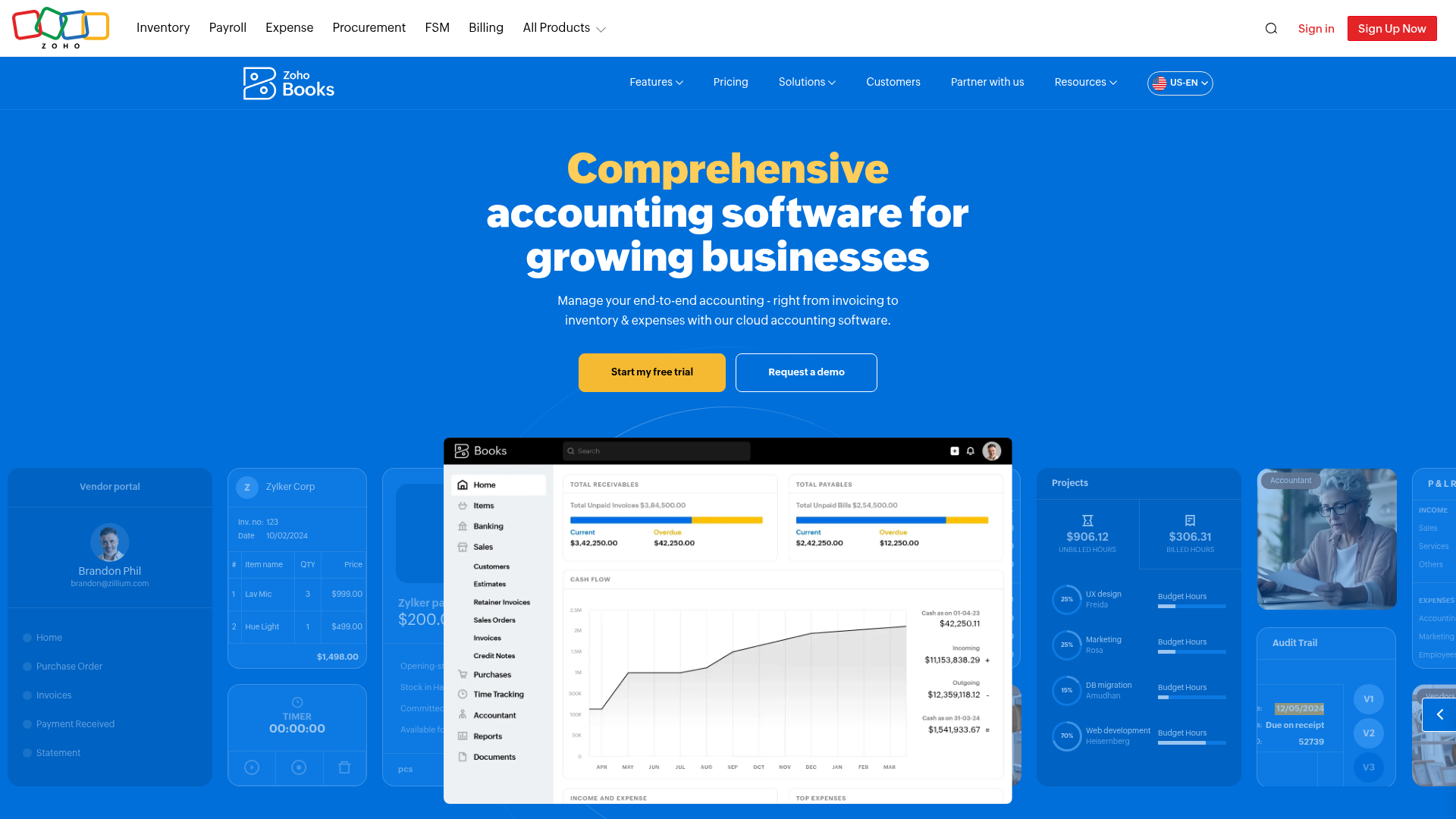 Screenshot of https://www.zoho.com/books/