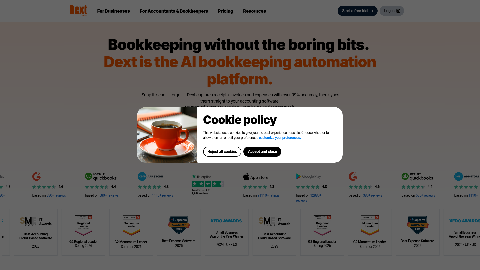 Screenshot of https://dext.com