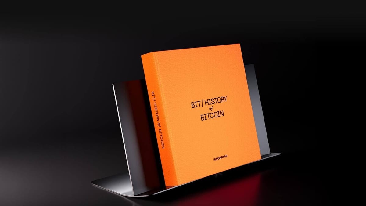BIT: The History of Bitcoin, Genesis Edition on its steel stand