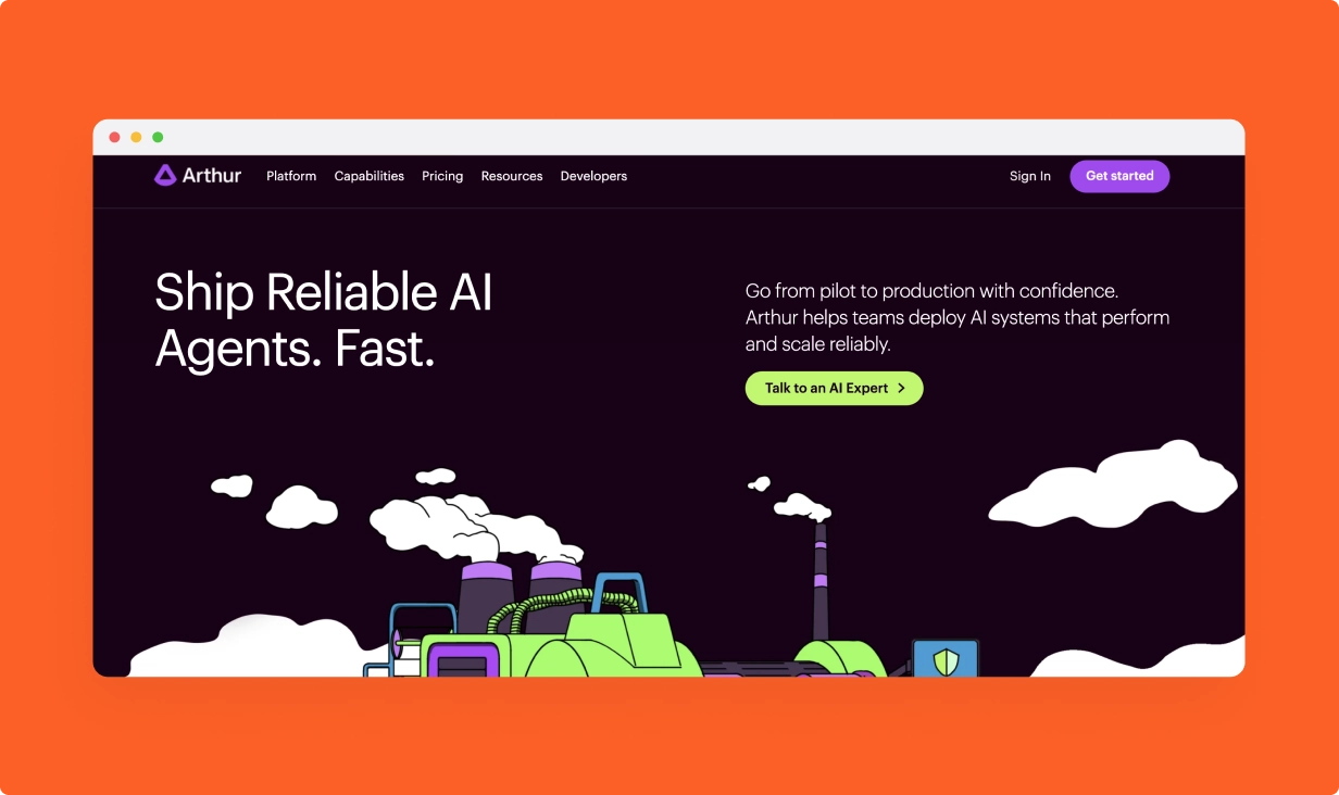 Homepage hero of Arhur website