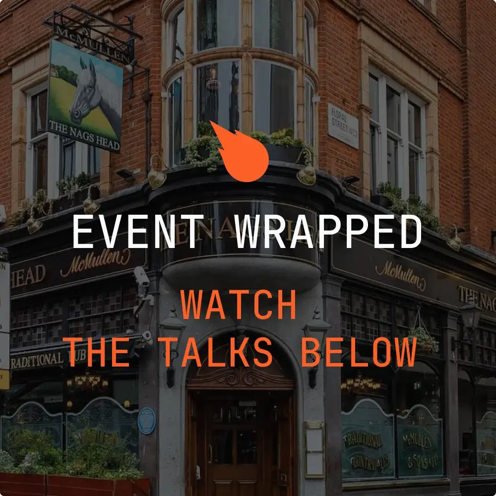 photo of Nags Head pub in Covent Garden, London and copy about videos from talks below