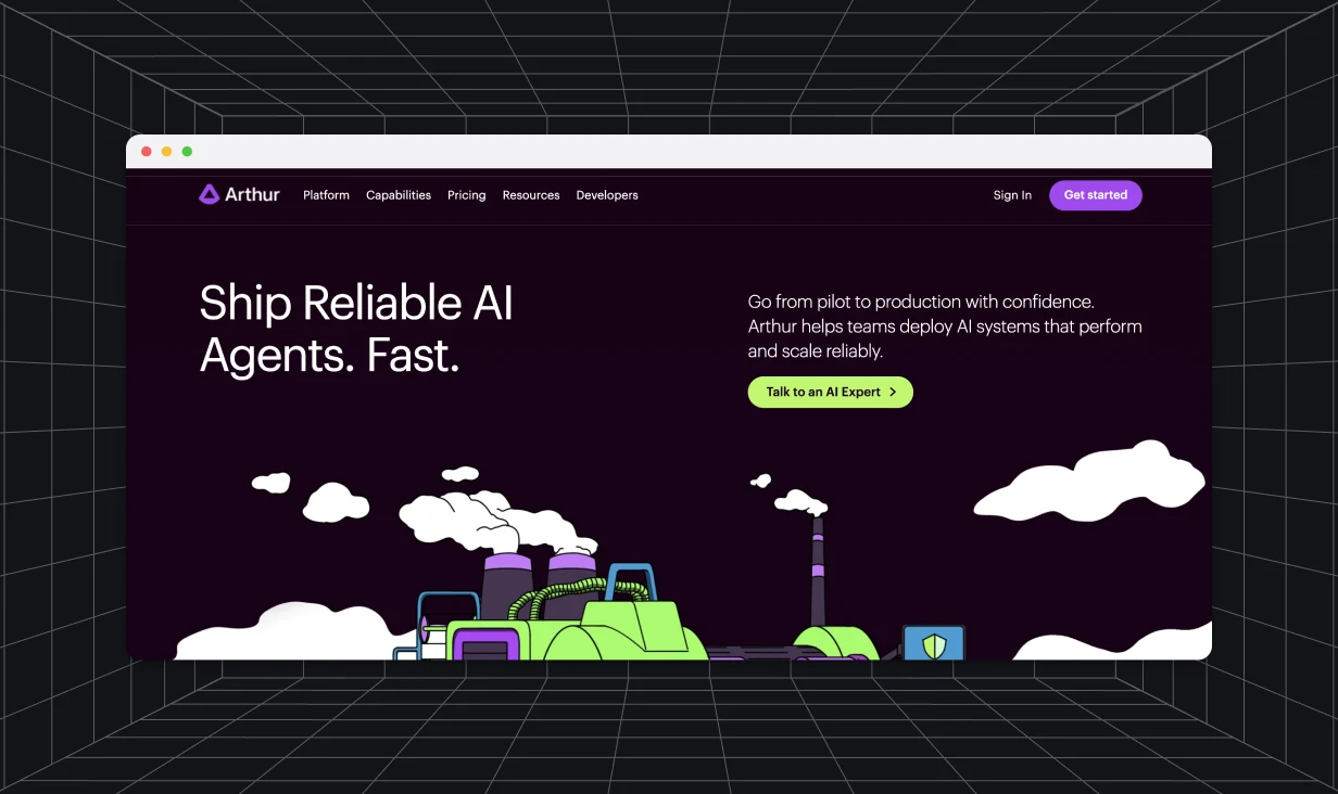 Homepage hero of Arthur website