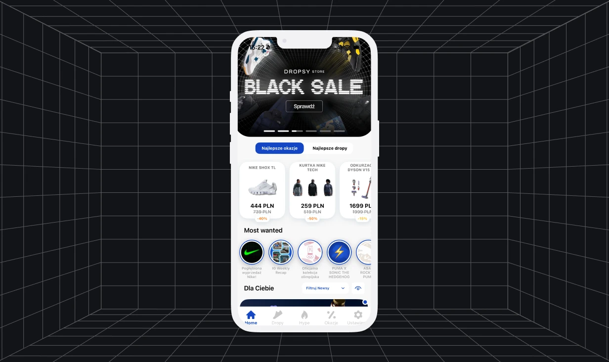 Mobile view of Dropsy application