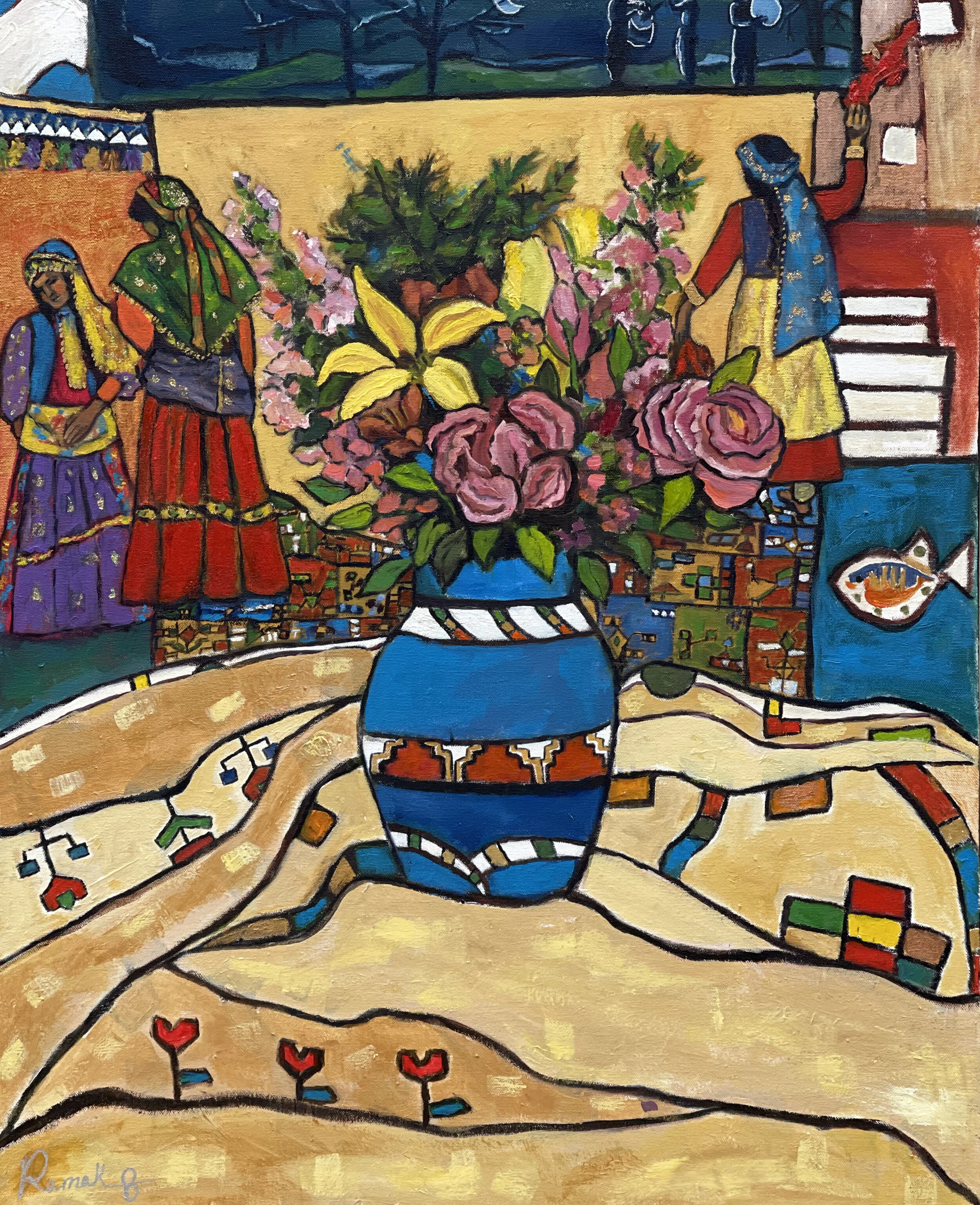 Home Between Worlds mixed-media artwork by Ramak Baghaie
