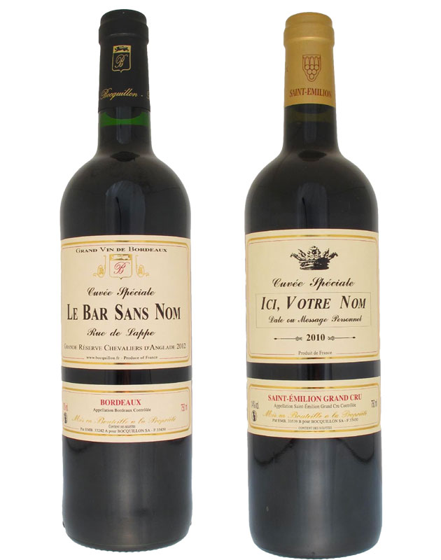 Nos vins avec étiquettes personnalisées