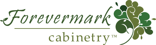 Forevermark Cabinetry logo featuring elegant script text and a stylized green leaf design.