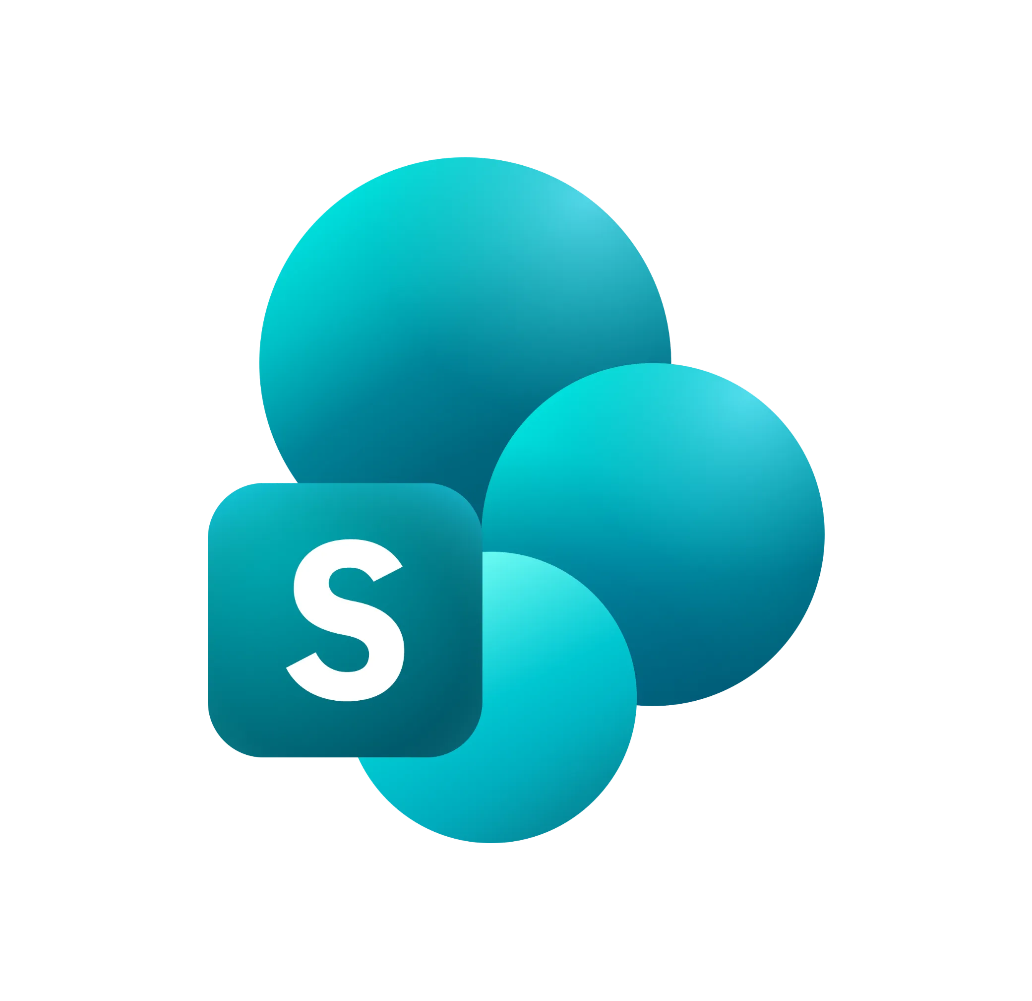 Logo von Microsoft SharePoint in Türkis-Tönen.