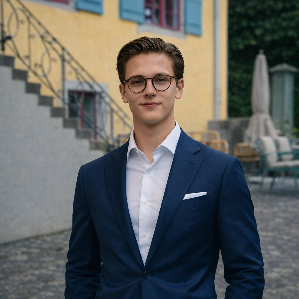 Loris von SIDMEA mit weissem Hemd und dunkelblauem Anzug.