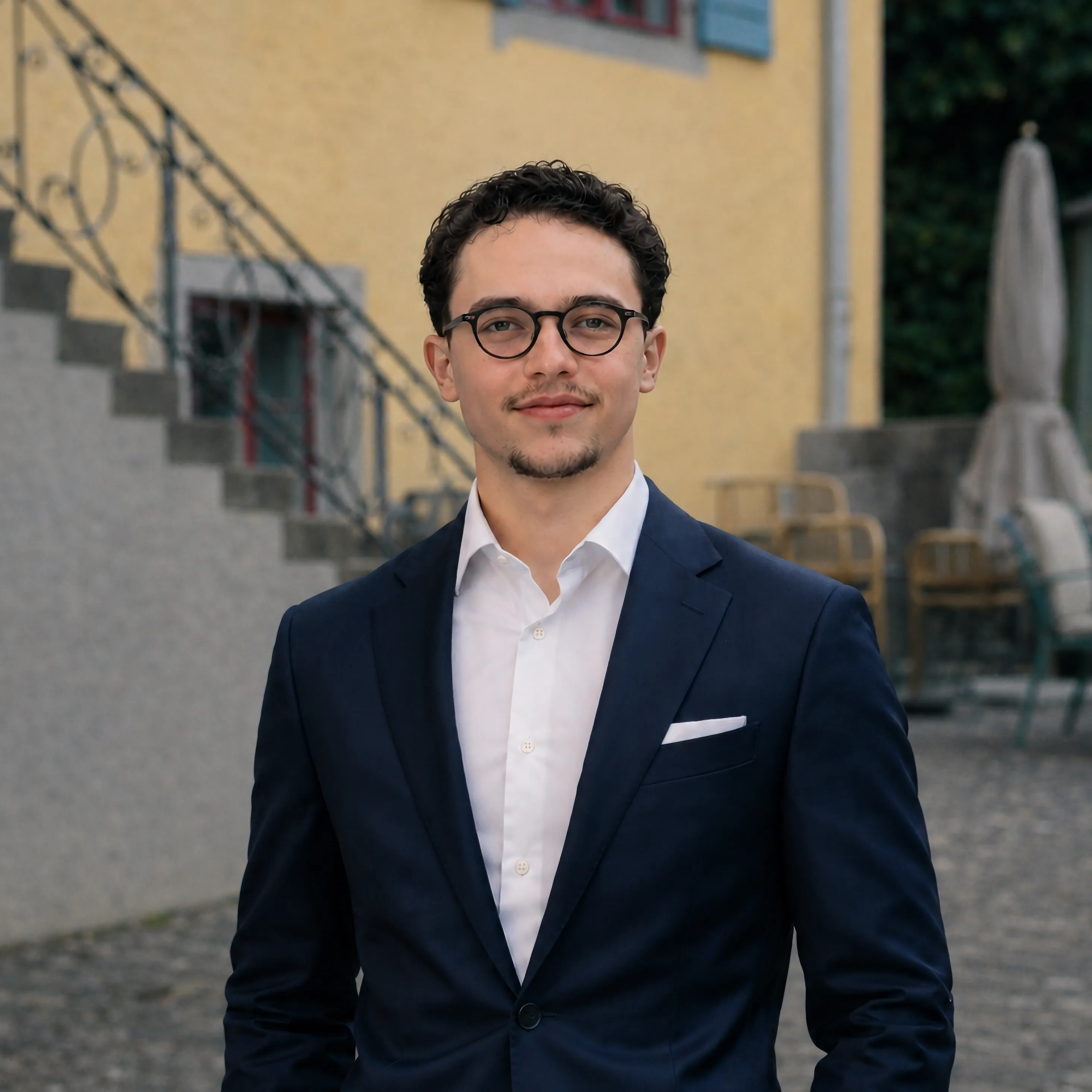 Loris von SIDMEA mit weissem Hemd und dunkelblauem Anzug.
