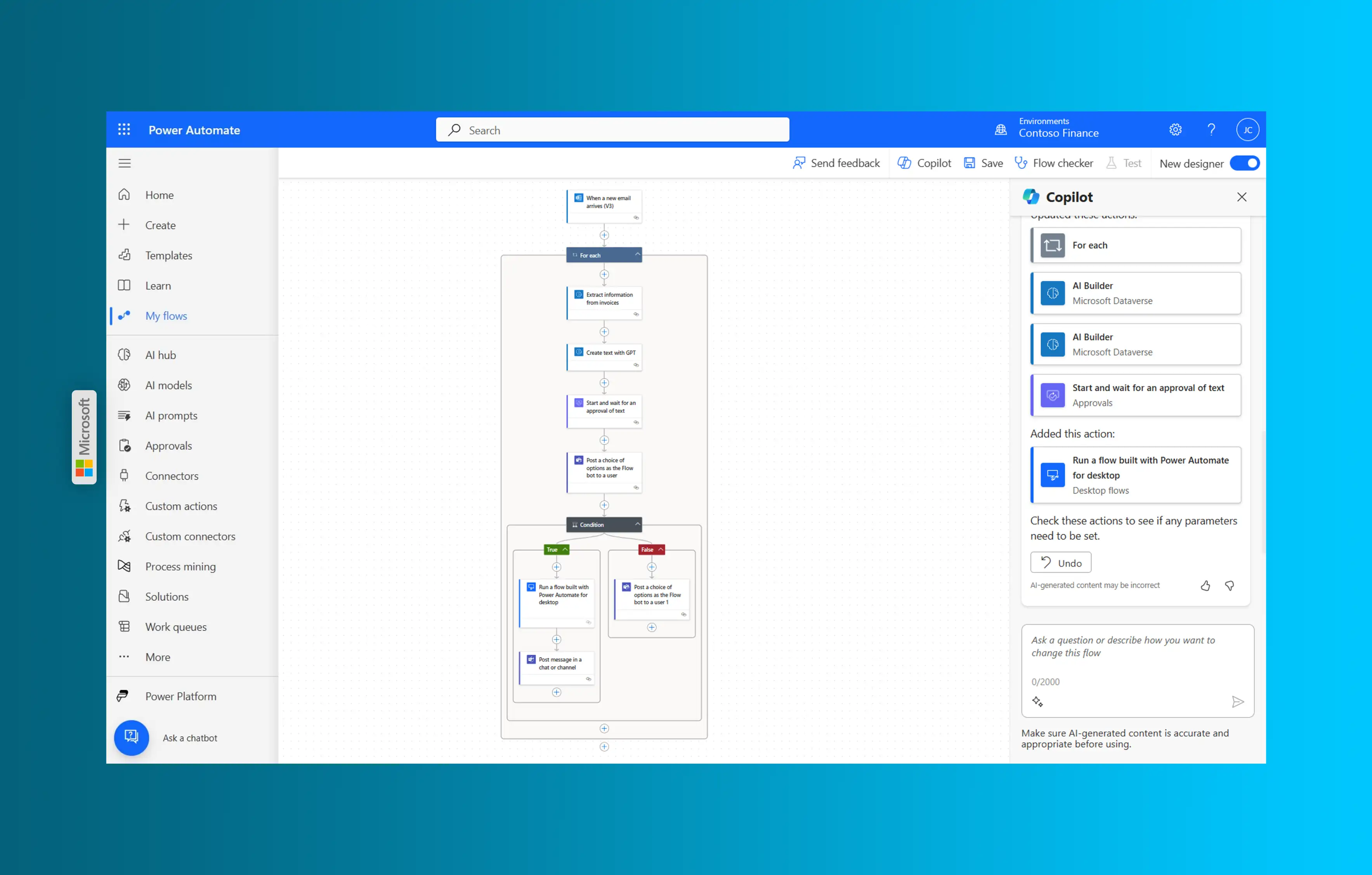 Power Automate Desktop-Automation: RPA-Workflow mit Rechnungsdatenerfassung und automatisierter Buchhaltungsintegration