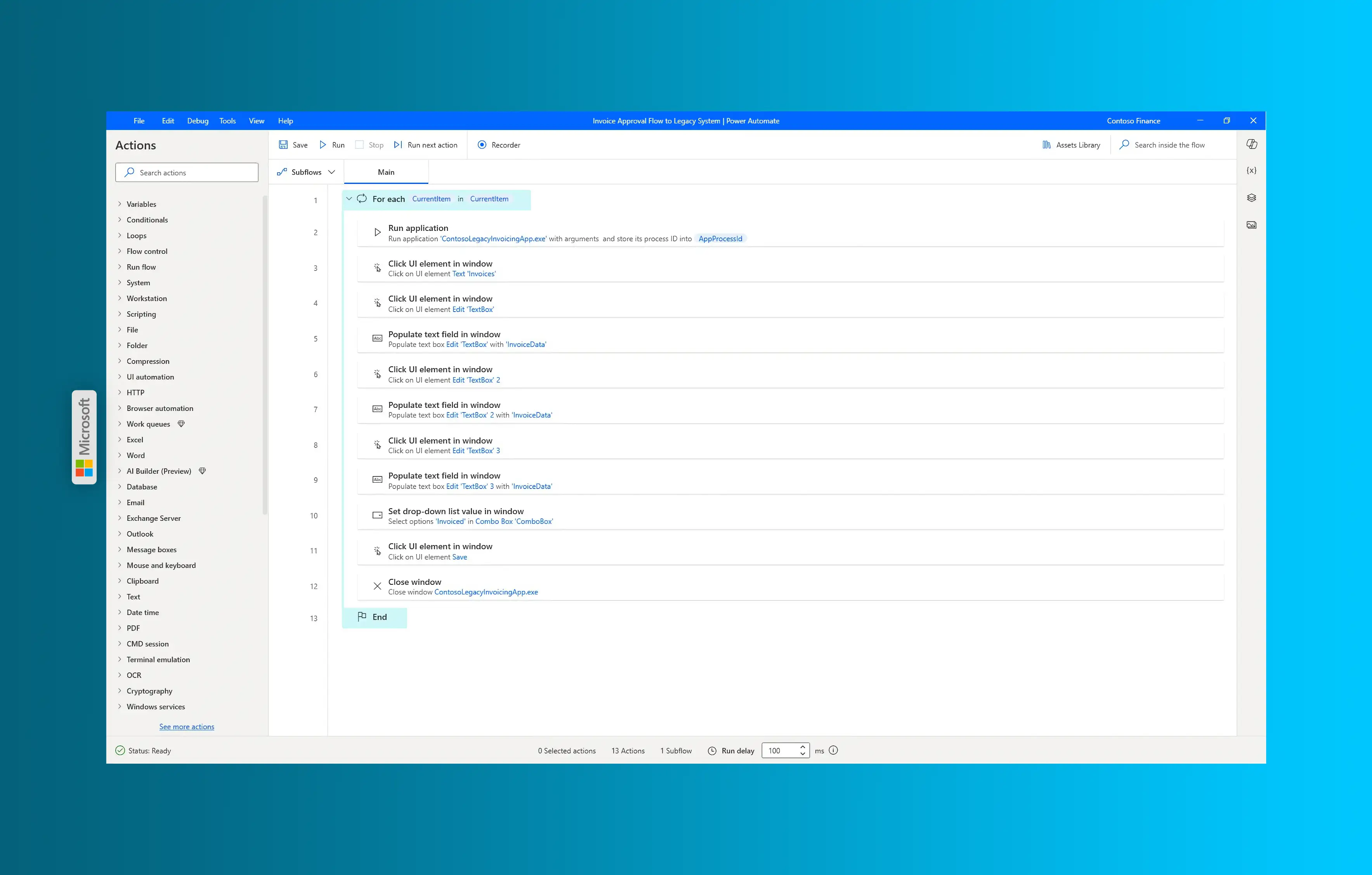 Power Automate Process Mining Dashboard mit Datenfluss-Visualisierung zwischen mehreren Systemen und Abteilungen