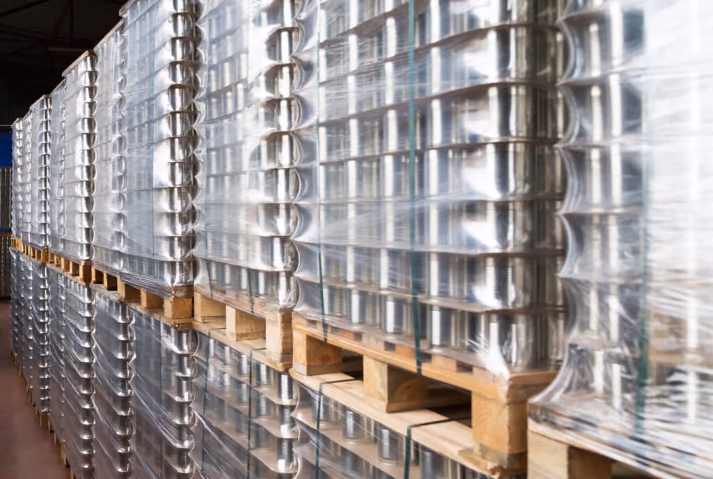 Pallets of canned goods