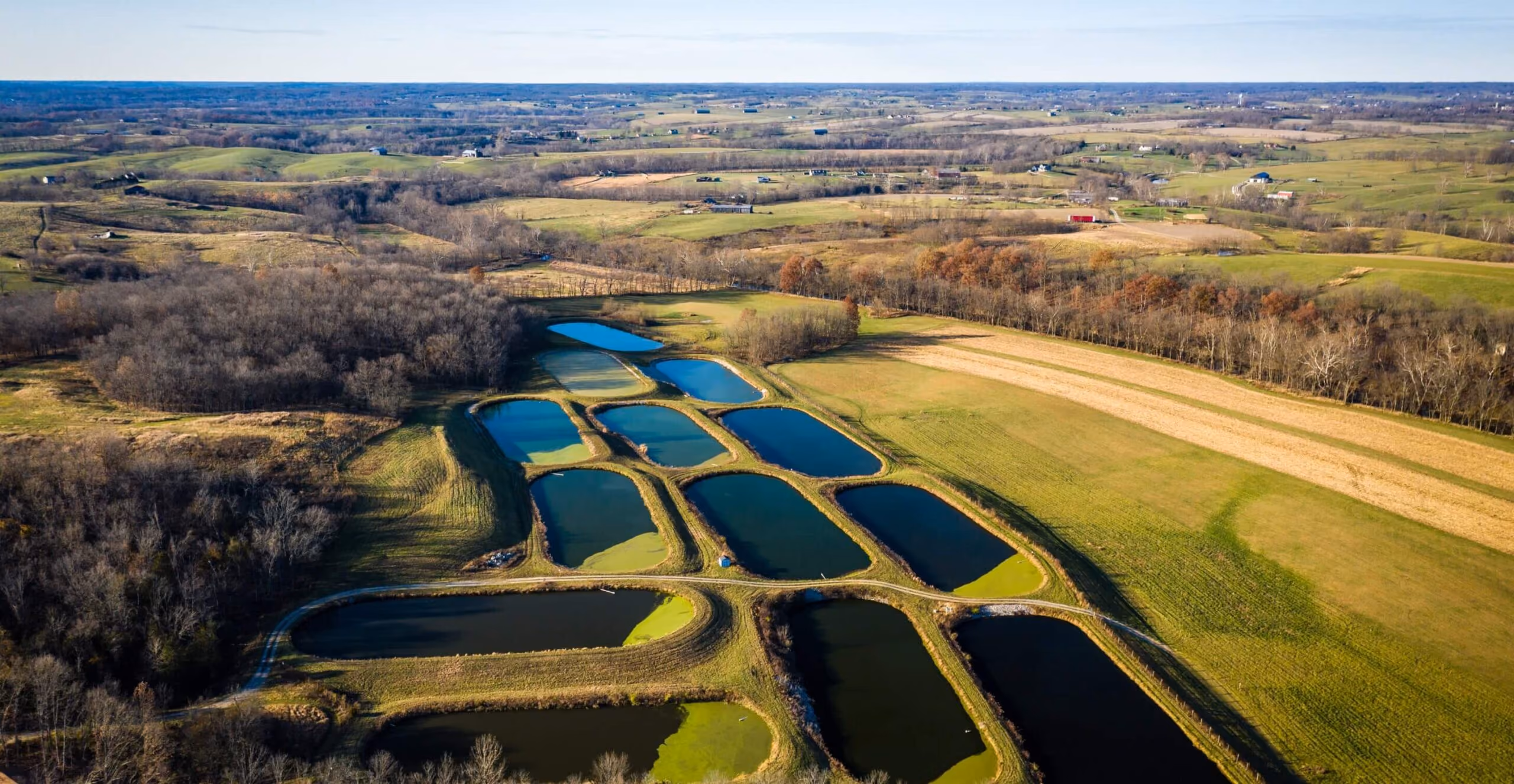Aerial view of lagoons