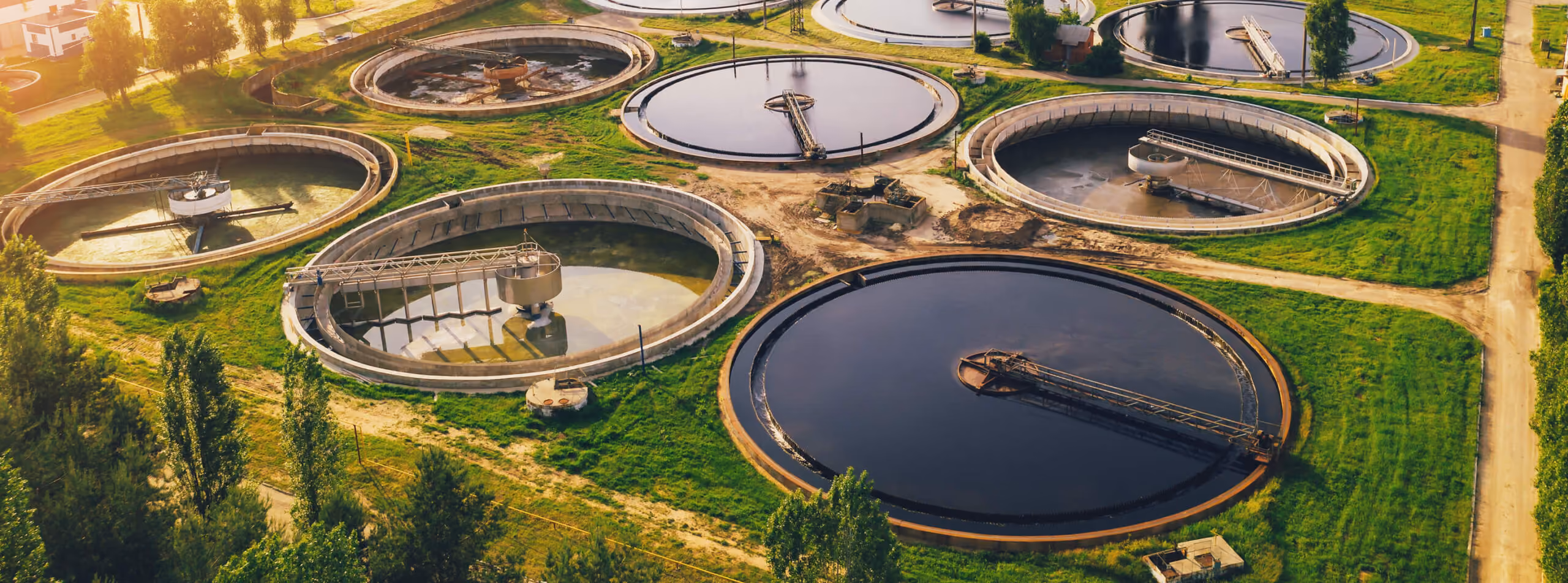 Aerial view of municipal water treatment
