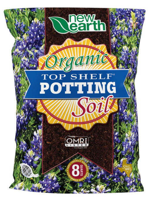 New Earth Bagged Organic Top Shelf Potting Soil 8 quarts