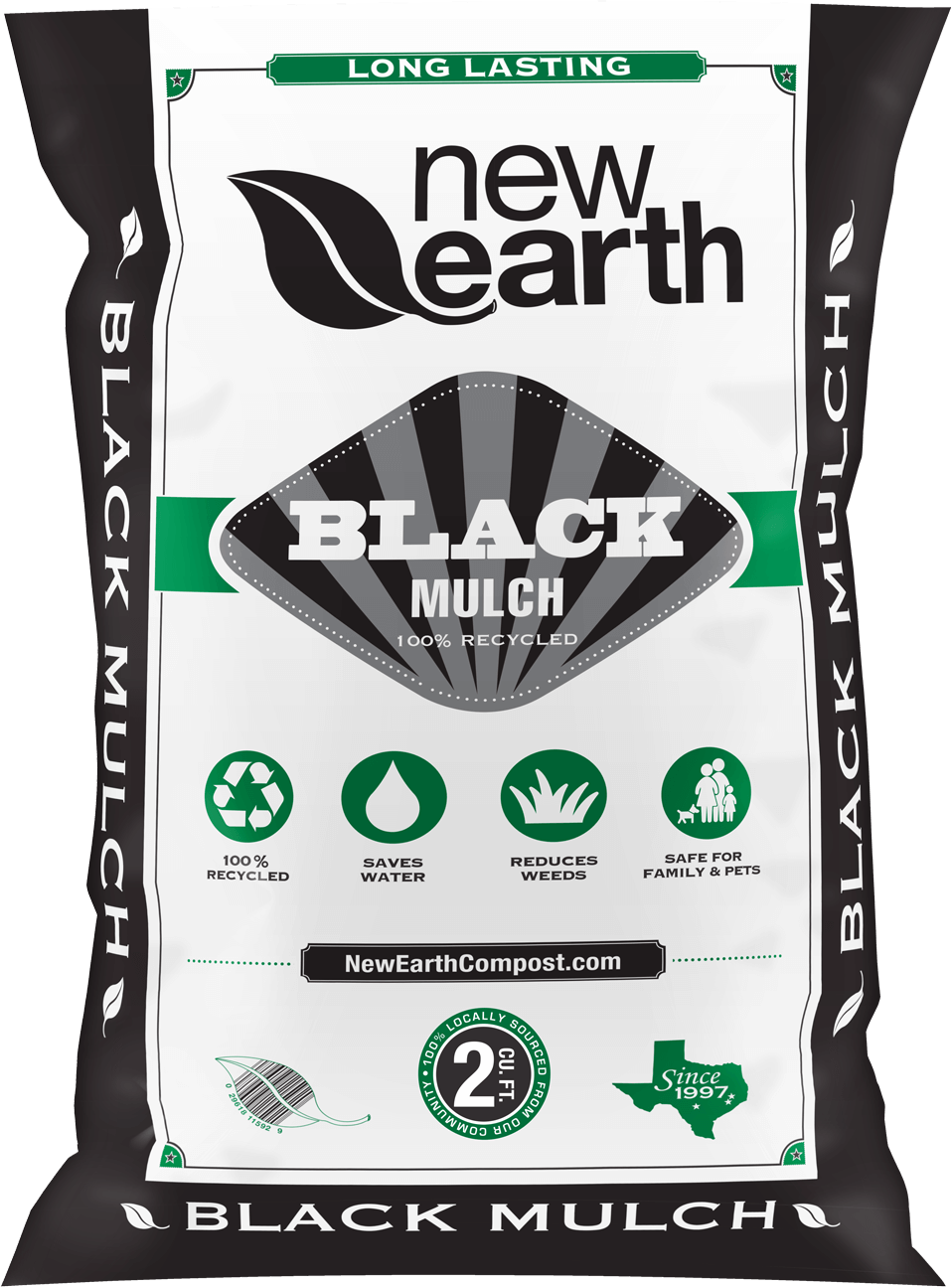 New Earth Bagged Black Mulch 2 cu. ft.