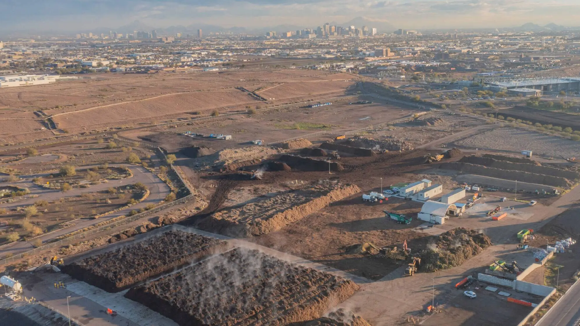 Aerial view of compost plant