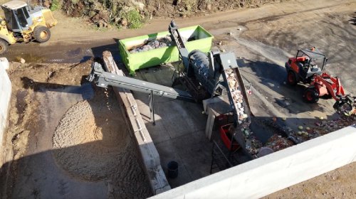 Food scraps being processed
