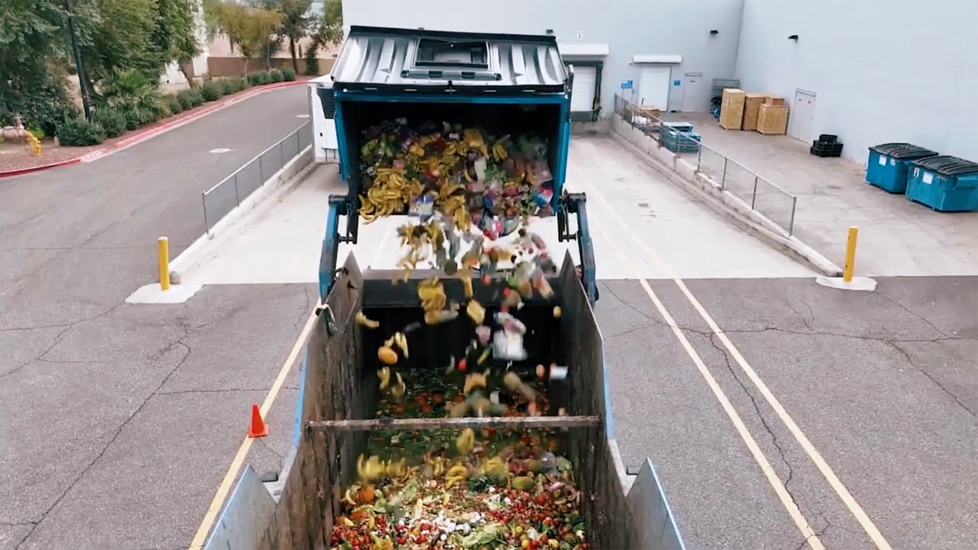 Food waste being collected by dump truck