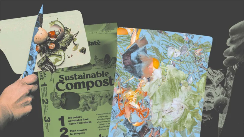 Dumping food scraps in a callage style