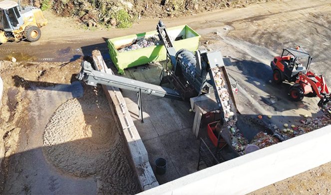 Birds eye view of processing food scraps