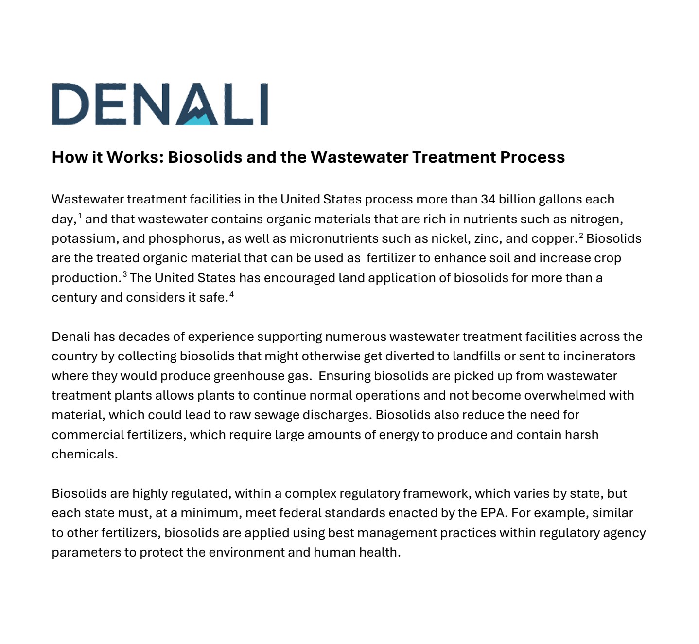 How Denali's Biosolids and wastewater treatment words