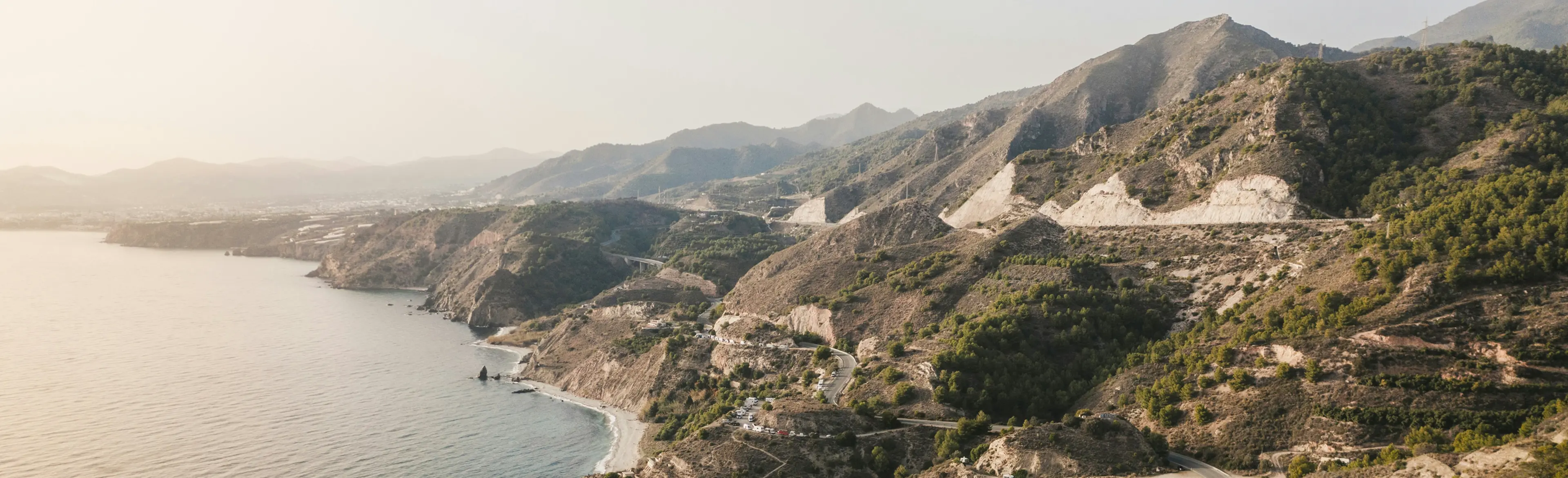 Spanish coastline with mountains in the background