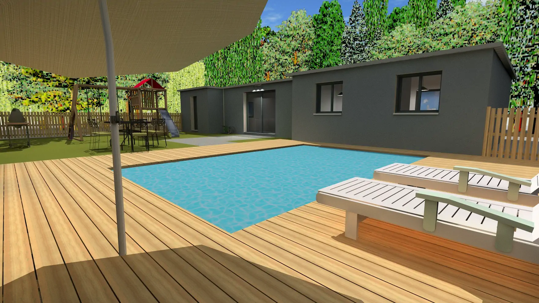 Exterieur de la maison Teck, modèle de NEOMYA