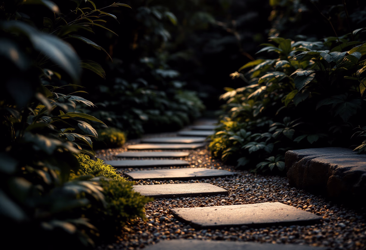 image of pathways in a garden park (for a landscaping service)