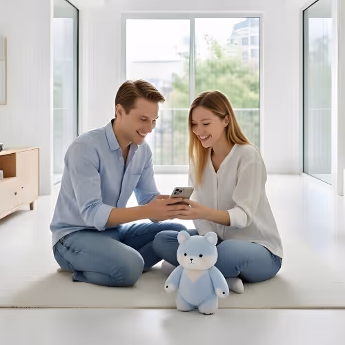 Aulino safe emotional learning device contrasted with generic AI assistant on a smart speaker.