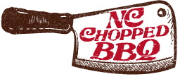 illustration of a meat cleaver with the words NC Chopped BBQ