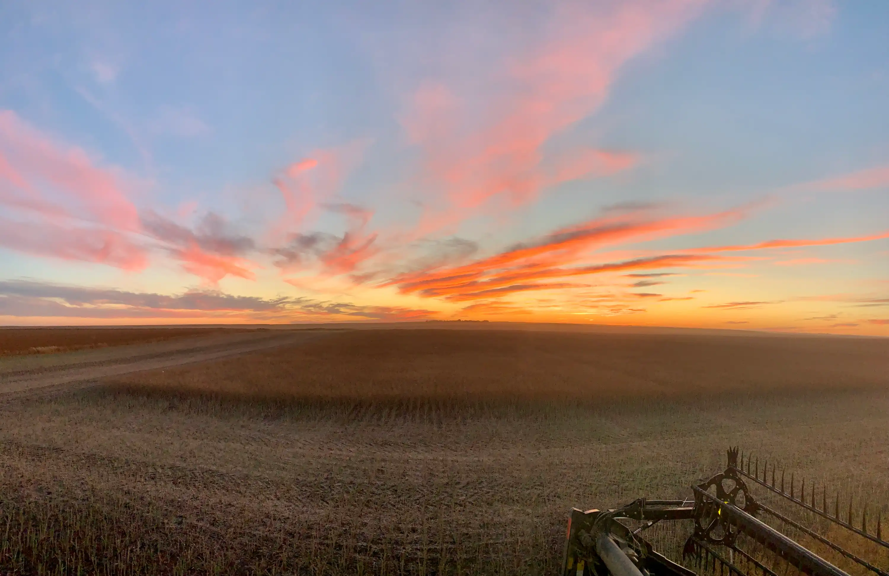 sunset over canadian prairie horizon
