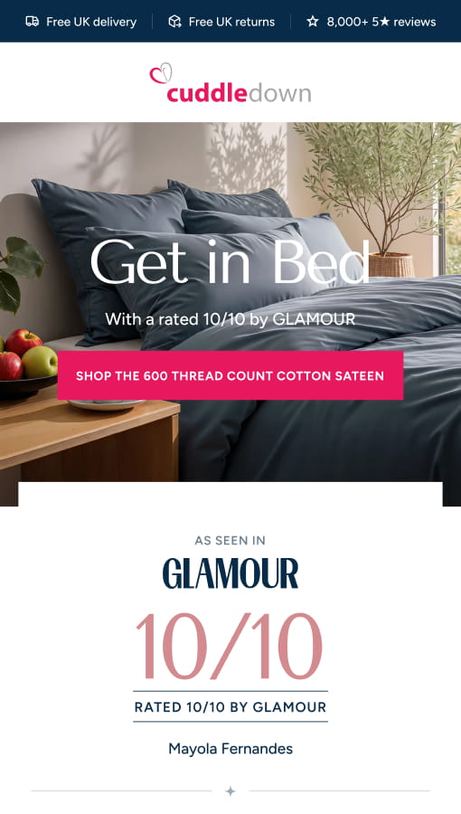 Custom email template design for homeware ecommerce brand