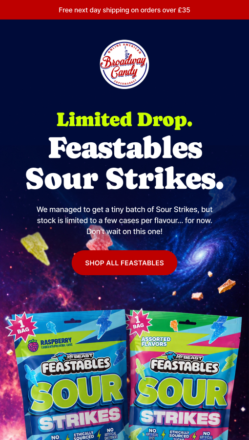 Candy in Bulk Klaviyo email campaign design for a Shopify confectionery store