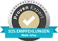 Badge with a medal icon and text reading 'Proven Expert' and '323 Empfehlungen'.