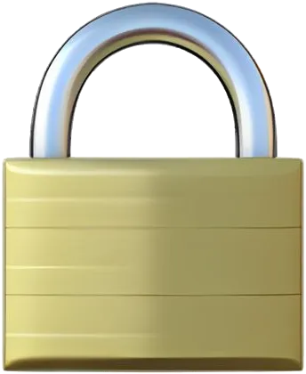 Closed golden padlock with a silver shackle.